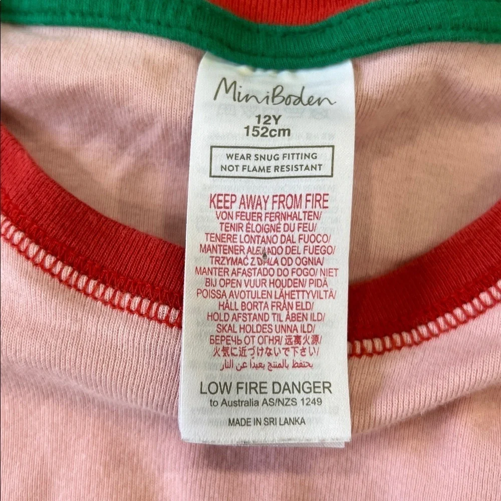Mini Boden pink woodland Christmas pajamas girls size 12 holiday animals
